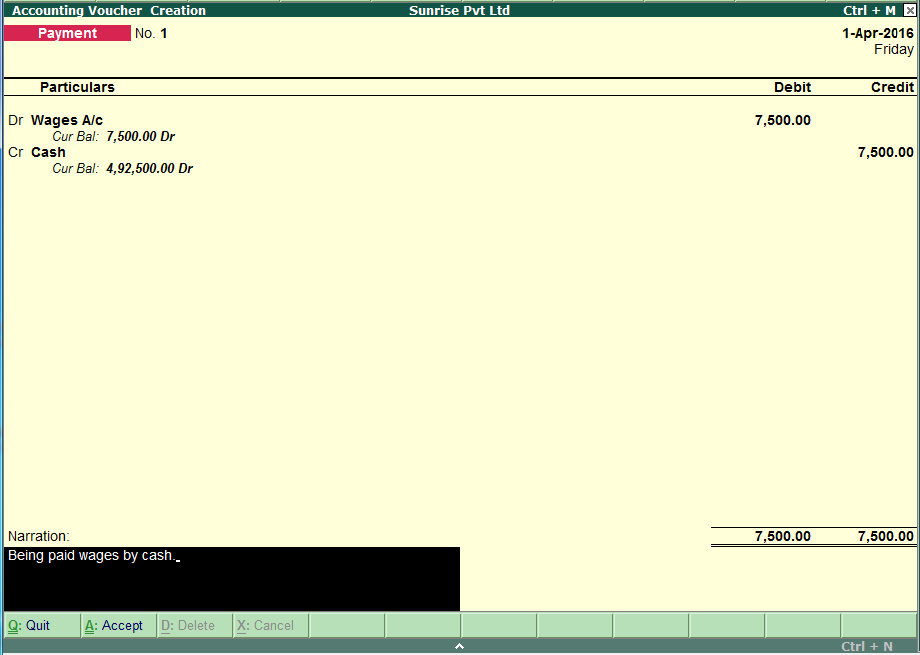 Tally (Payment Voucher)