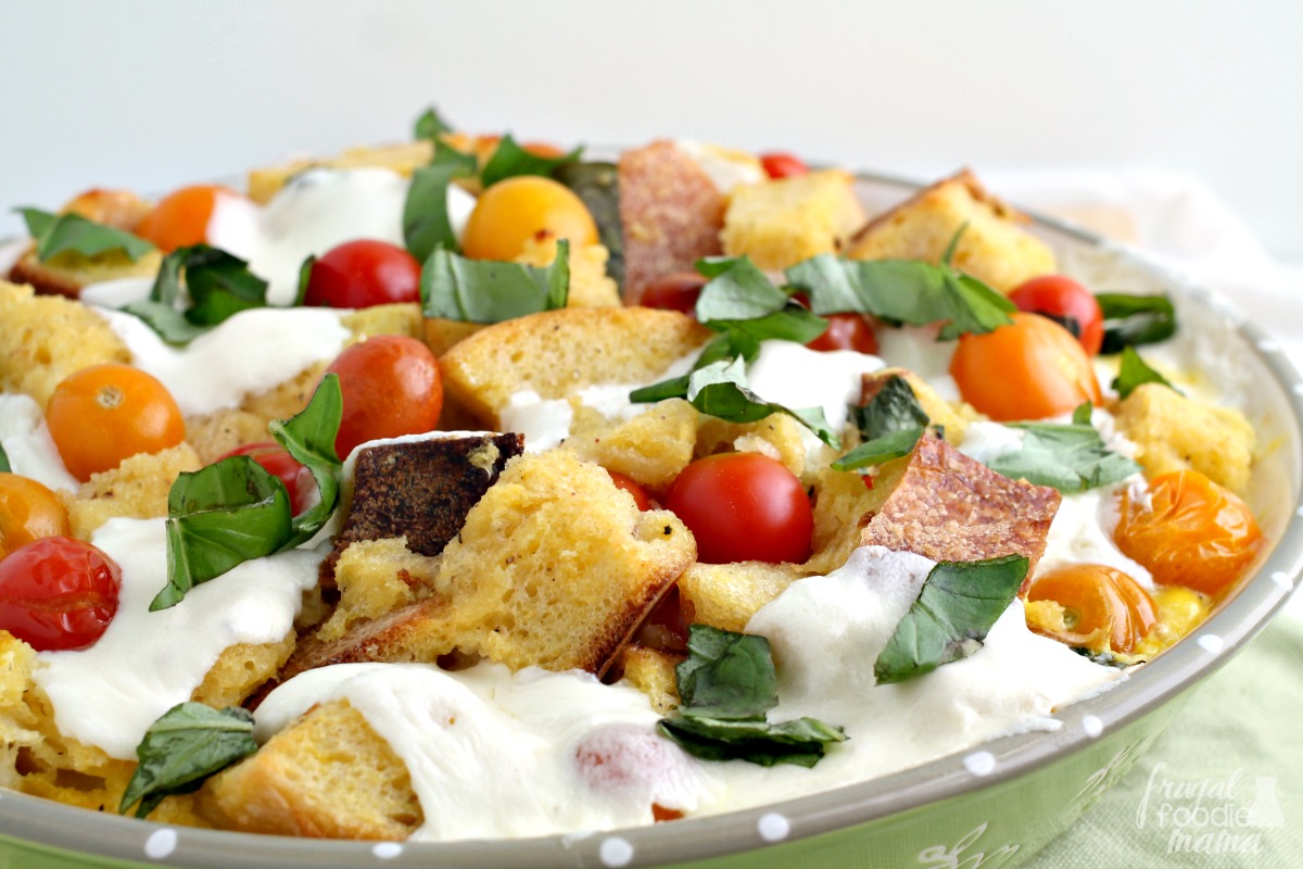 Frugal Foodie Mama Caprese Tomato Bread Pudding