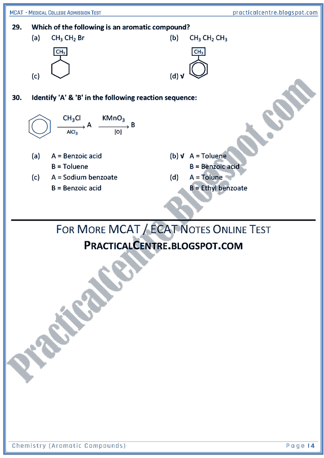 mcat-chemistry-aromatic-compounds-mcqs-for-medical-college-admission-test