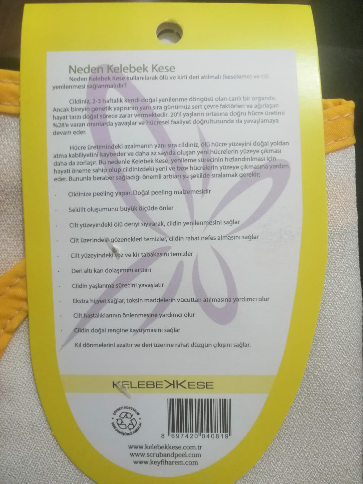Kelebek Kese Kalın Banyo Kesesi (Normal Ciltler İçin)