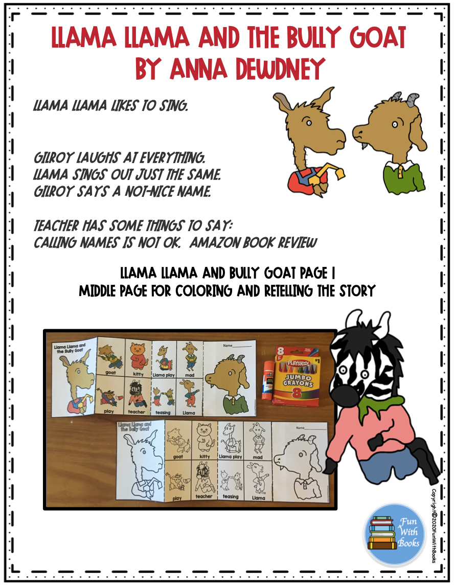 LLAMA LLAMA AND THE BULLY GOAT BOOK CRAFT Book Units By Lynn llama-llama-and-the-bully-goat-book-craft-book-units-by-lynn