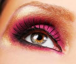 Pink and Golden Eye Makeup