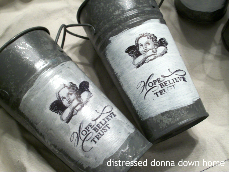 Distressed Donna Down Home Sap Buckets Galvanized