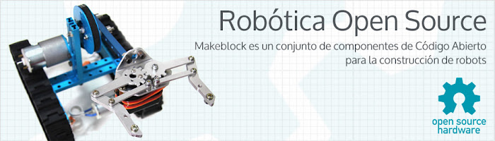 Portada de web MakeBlock con un robot