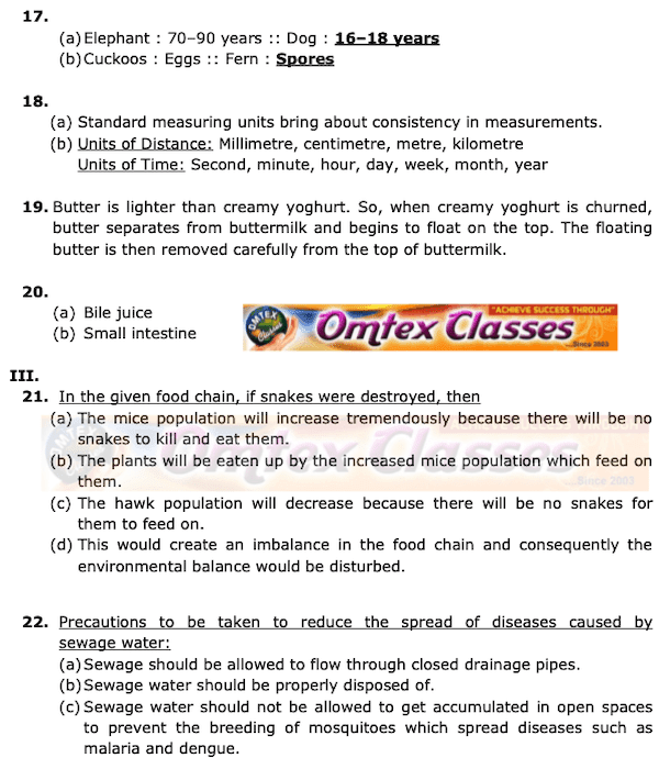 OMTEX CLASSES Class 6 Science Board Question Papers Board Question