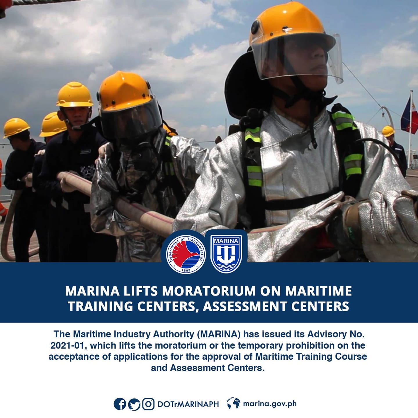 MARINA LIFTS MORATORIUM ON MARITIME TRAINING CENTERS, ASSESSMENT