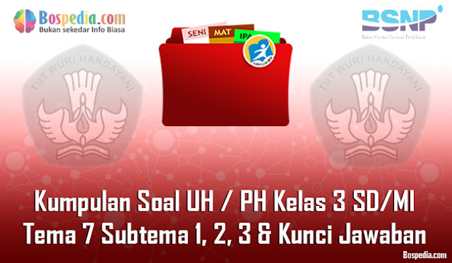 Kumpulan Soal UH / PH Kelas 3 SD/MI Tema 7 Subtema 1, 2, 3, 4 dan Kunci Jawaban