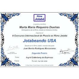 Obtuve el 2do. puesto en el II Concurso internacional de Poesía en Rima Jotabé: JOTABEANDO USA