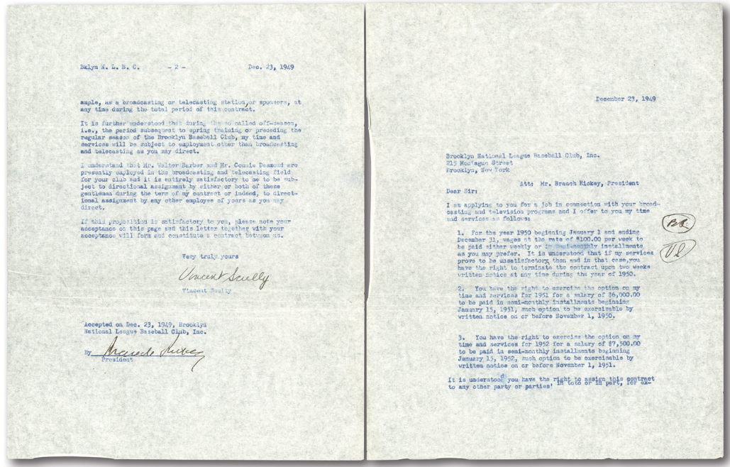 Dodgers Blue Heaven Is This The Holy Grail Of Vin Scully Memorabilia His First Employment Contract