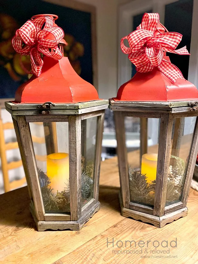 Upcycled Red Christmas Lanterns