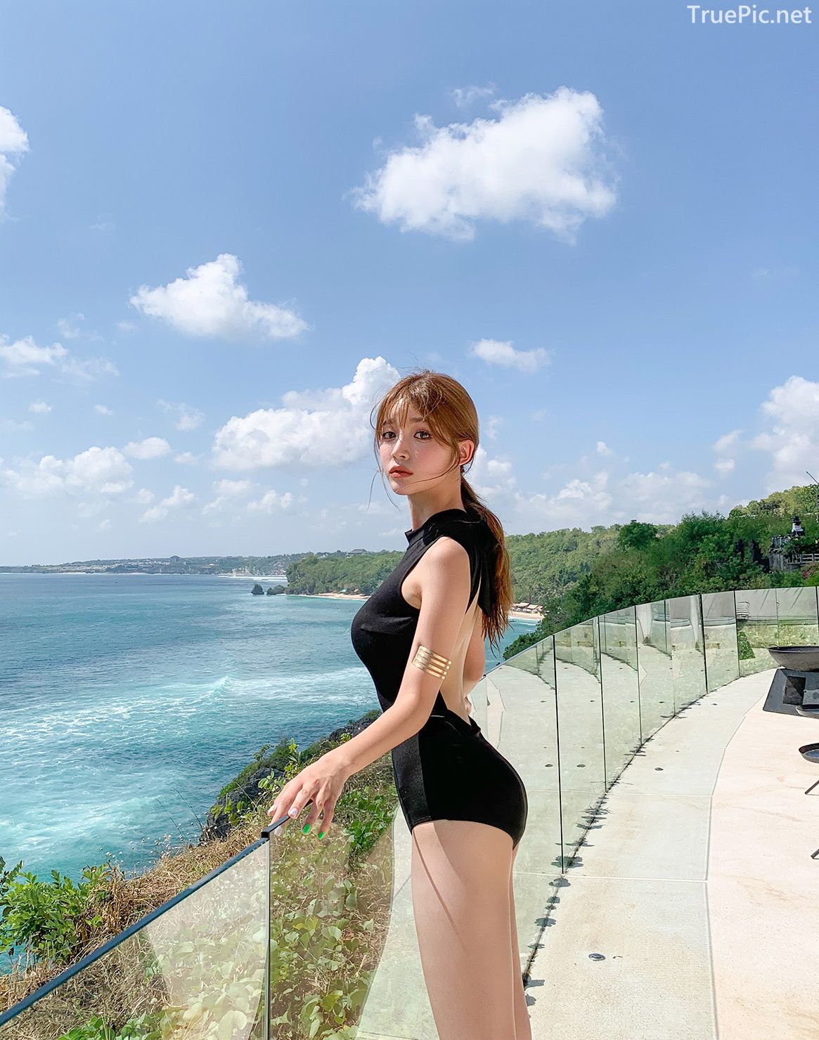 Korean fashion model - Cha Yoo Jin - Half Neck Black Monokini - TruePic.net - Picture 11