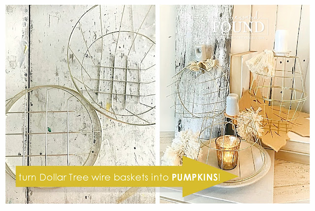 coastal style, beach style, decorating, diy decorating, re-purposing, white, DIY, vintage style, boho style, neutrals, metallics, vintage, thrifted, fall, pumpkins, fall decorating, pumpkin decor, decorating with pumpkins, diy pumpkins, wire pumpkins, fall home decor, farmhouse decor, boho chic home decor, boho chic fall decor, Dollar Tree crafts, Dollar Tree DIY.