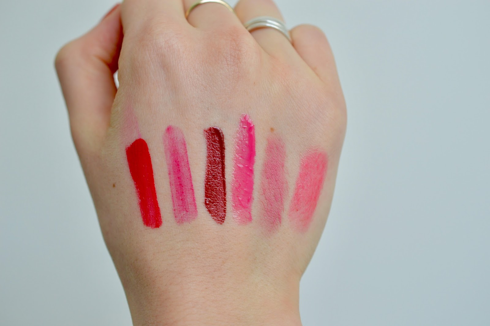pink lipstick swatches