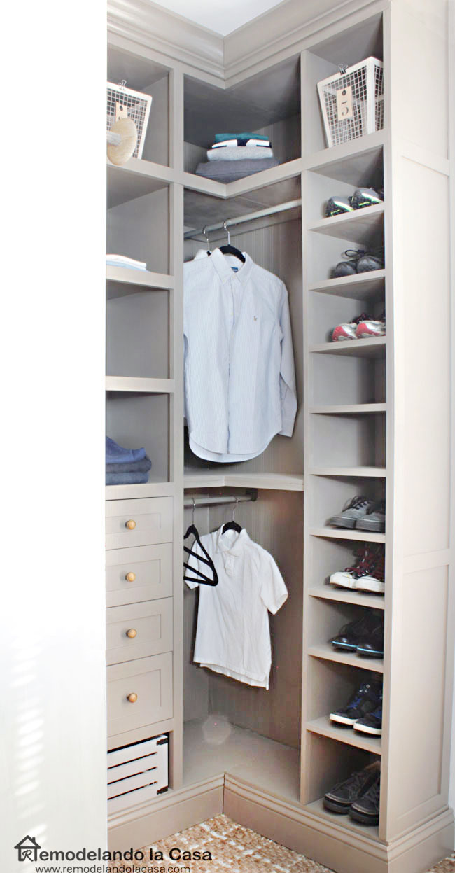 A small closet is transformed with lots of storage space