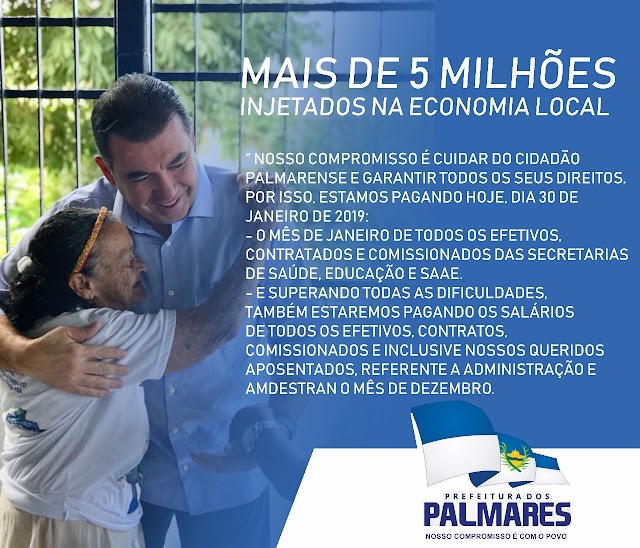 Palmares: Altair quita todos os salários de 2018 injetando mais de 5 milhões na economia local