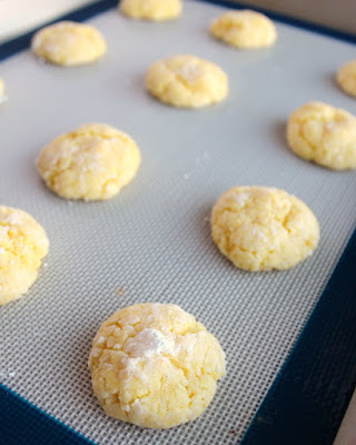 baked lemon cookies on baking sheet