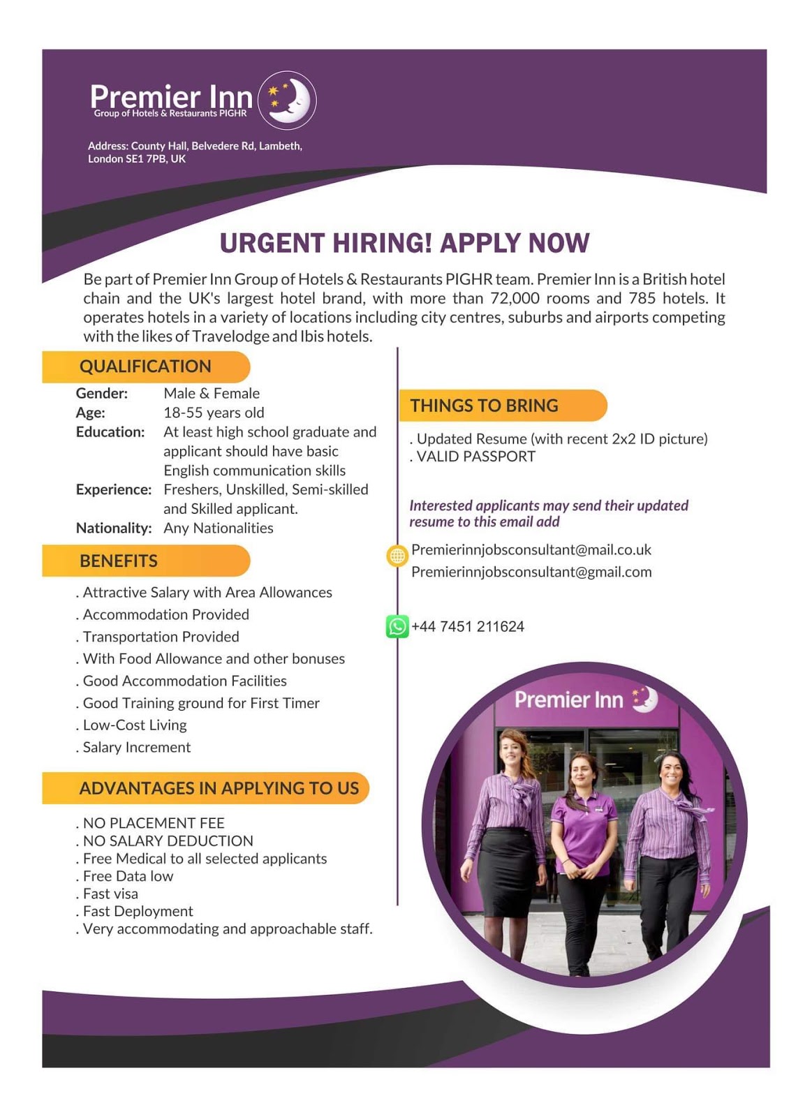 UNITED KINGDOM HOTEL JOB VACANCIES PREMIER INN CYNOSURE365