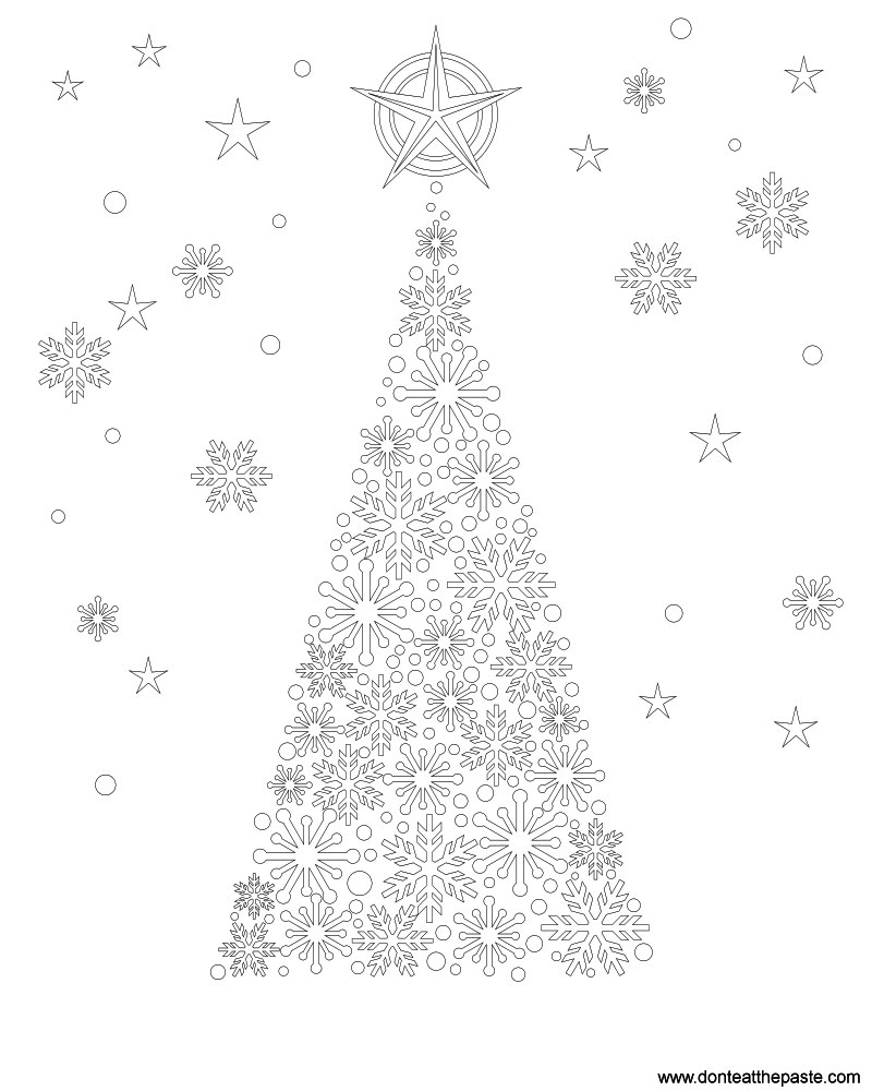 Don't Eat the Paste: Snowflake Tree Coloring Page