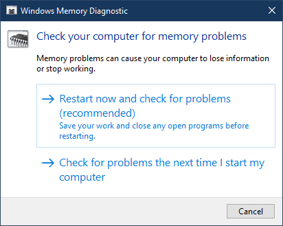 Windowsメモリ診断ツール