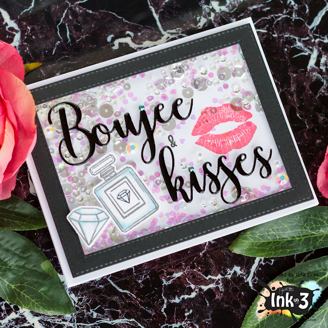 Boujee and Kisses Shaker Card by Ink On 3 by ilovedoingallthingscrafty.com