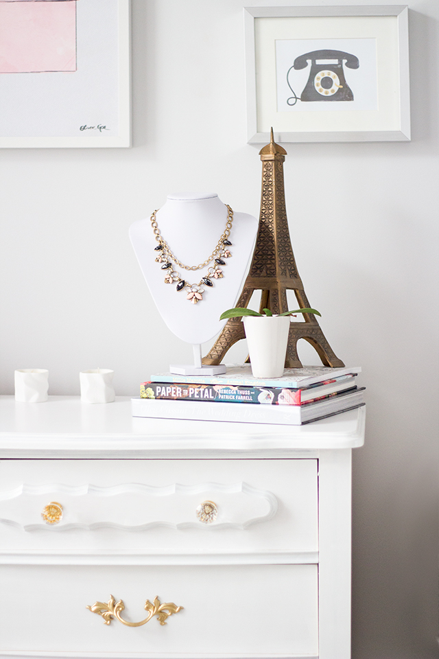 Pretty Little Details Feminine, Pink and White Home Office // French inspired home decor