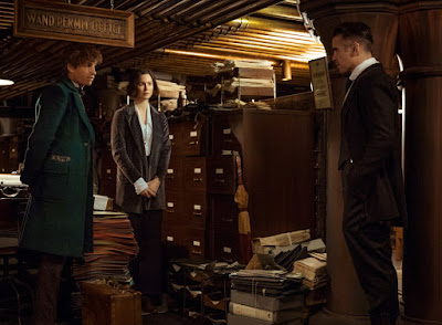 Eddie Redmayne, Katherine Waterston and Colin Farrell in Fantastic Beasts and Where to Find Them