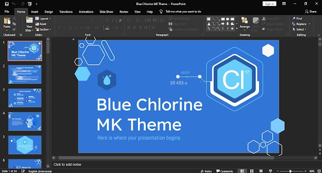 template powerpoint blue chlorine