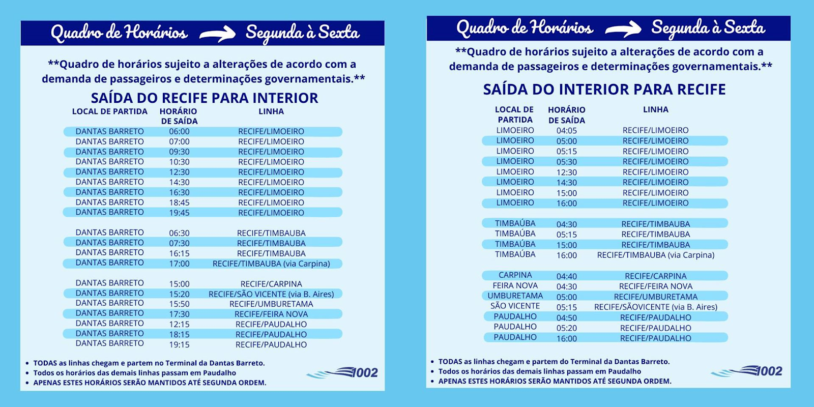 BLOG DO DJALMA LOPES Expresso 1002 Horário do ônibus Recife para Interior e Interior para