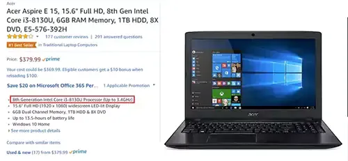 شراء كمبيوتر Acer amazon