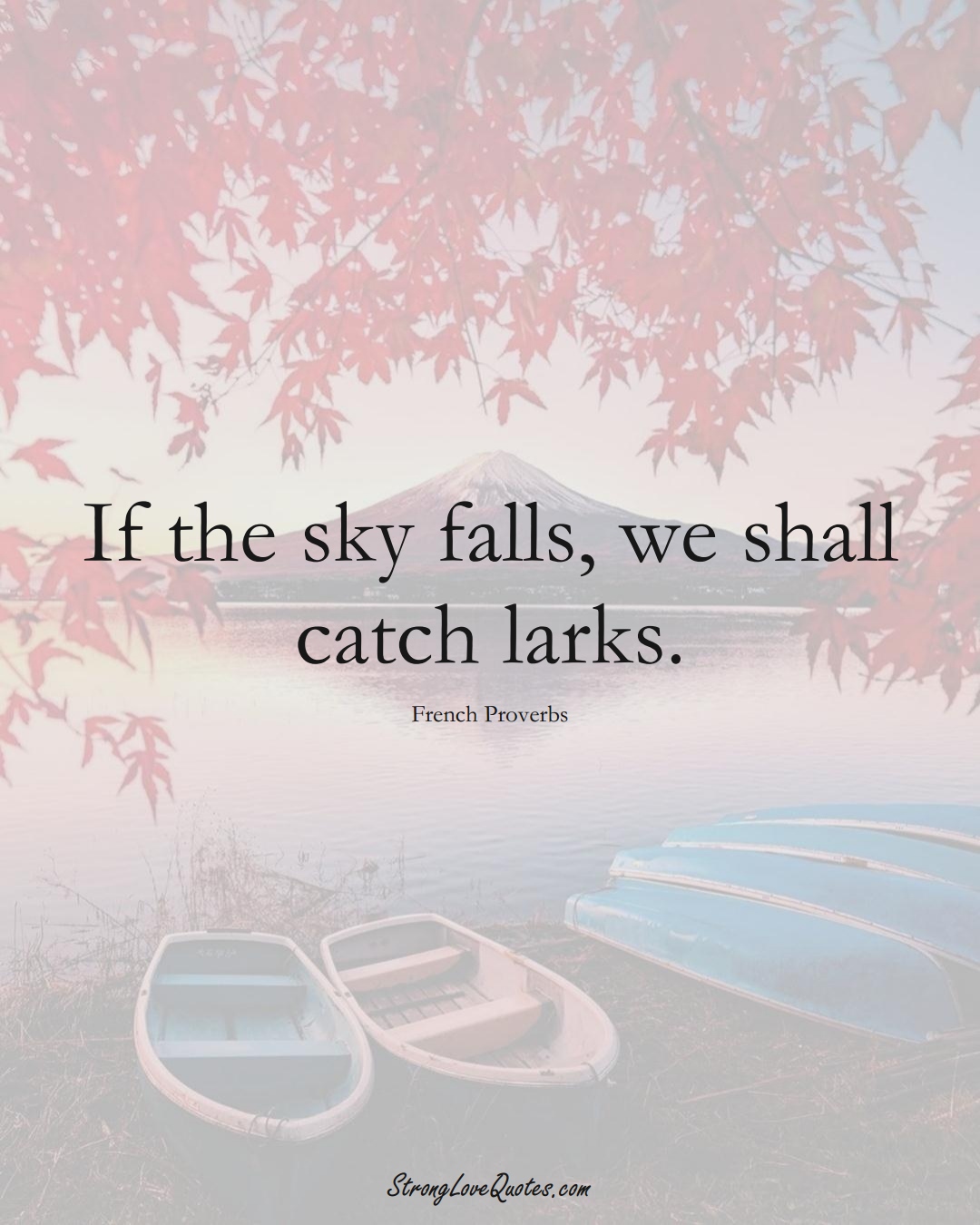 If the sky falls, we shall catch larks. (French Sayings);  #EuropeanSayings