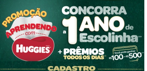 Cadastrar Promoção Aprendendo Com Huggies 1 Ano Escolinha Grátis e Prêmios Todo Dia