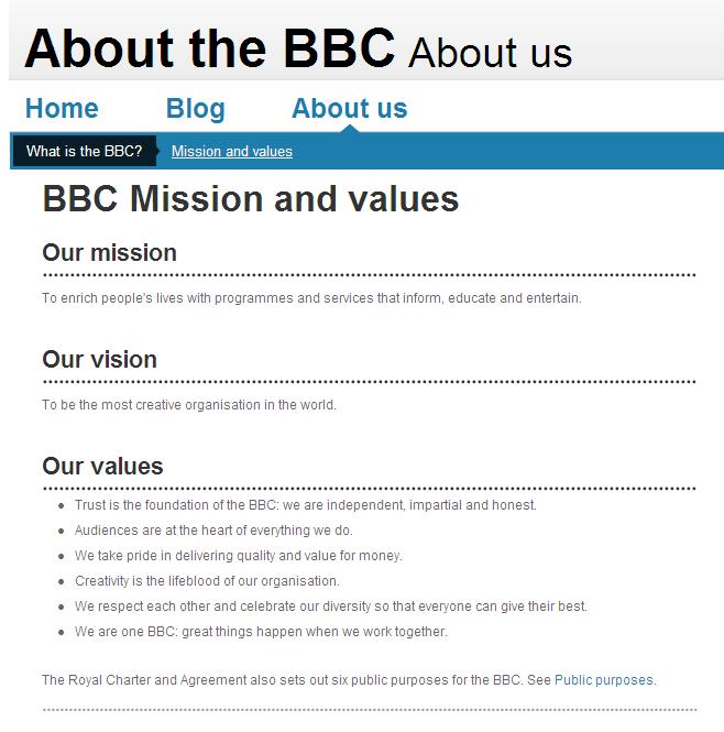 Bbc Vision And Mission – Bbc Values And Meanings – WSFRPE