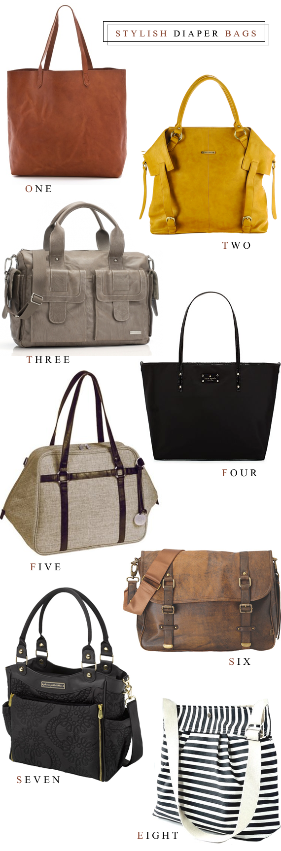 8 Stylish Diaper Bags // Bubby and Bean