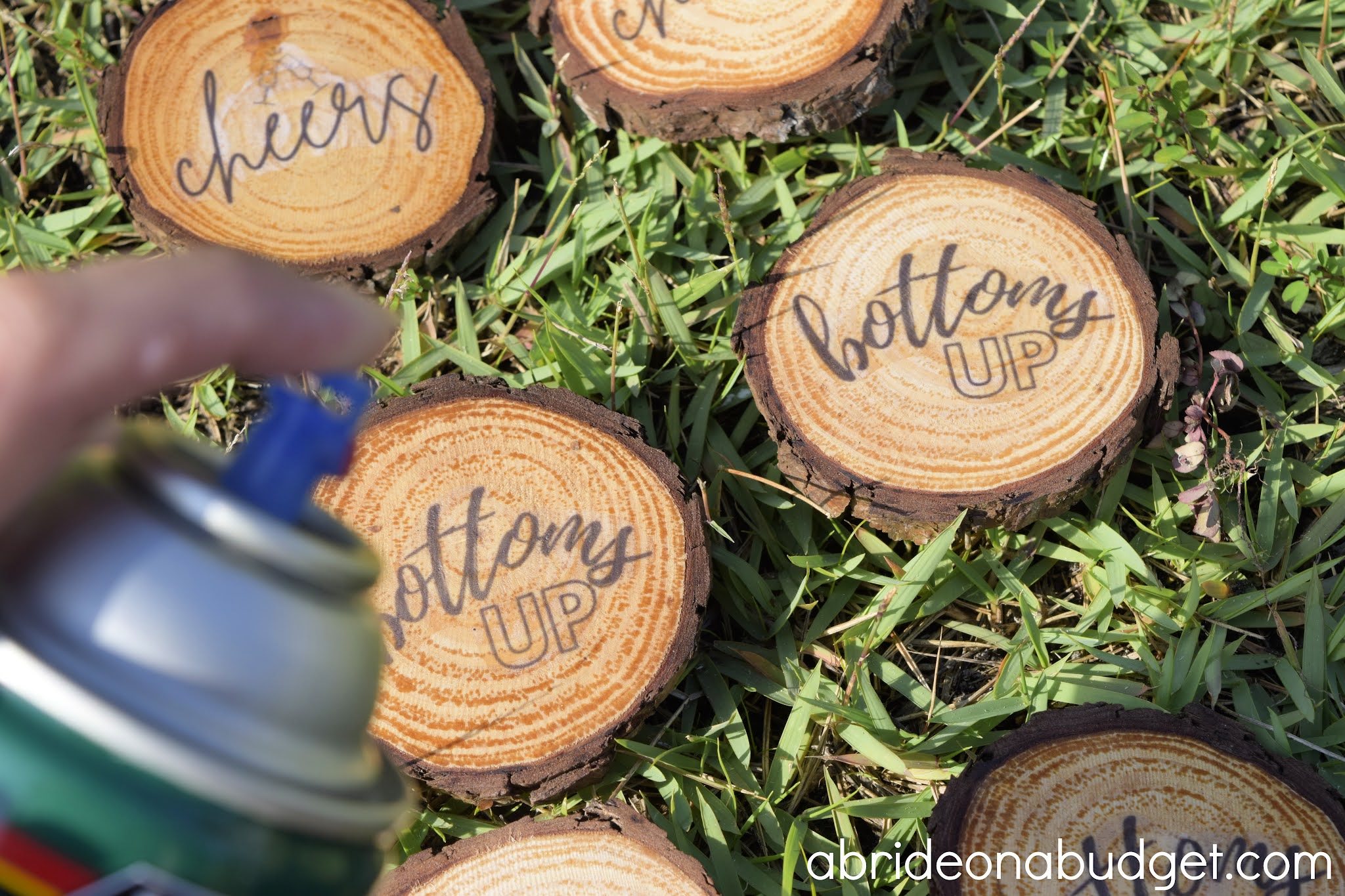 A Bride On A Budget DIY Wooden Coasters Wedding Favors