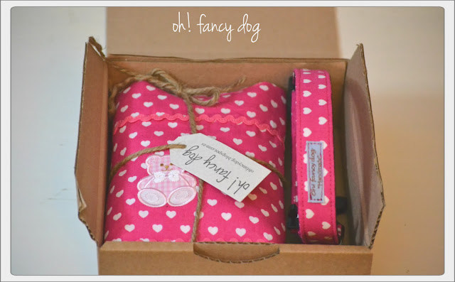 collar para perro y mantita etiquetas bebe oh fancy dog empaquetado