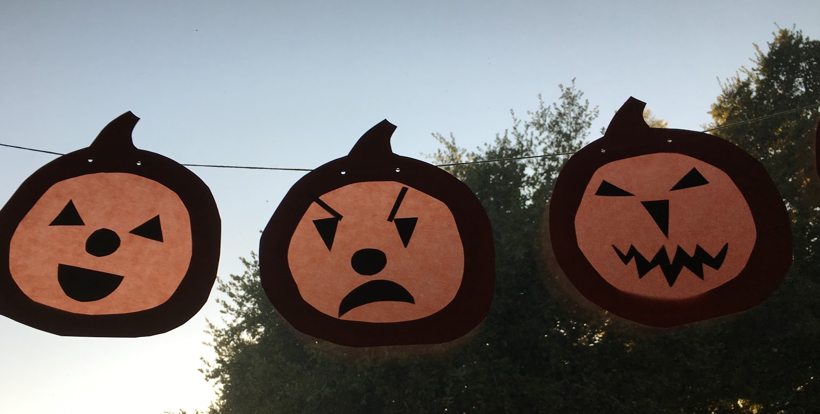 we bloom here jackolantern window garland