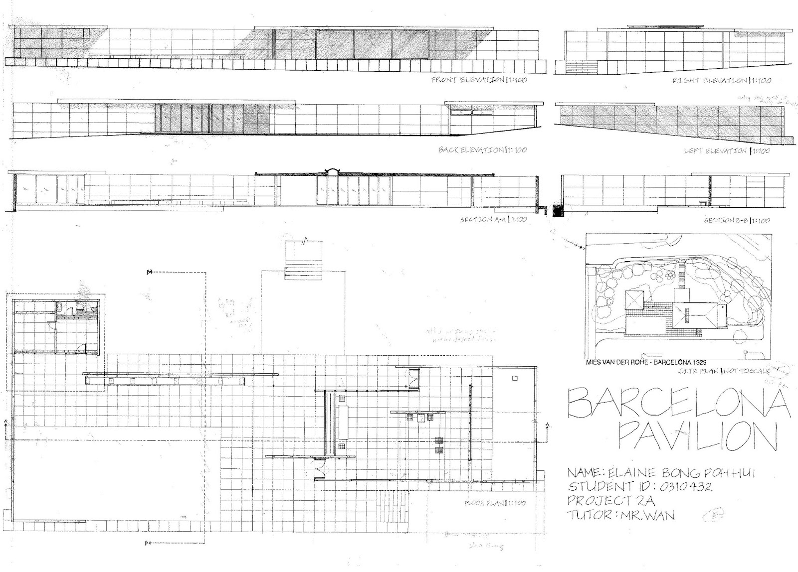 Floor Plan Elevation Barcelona Pavilion
