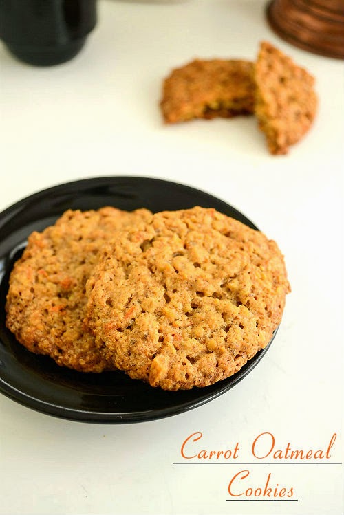 Spicy Treats Carrot Oatmeal Cookies / Eggless Carrot Oatmeal Cookies