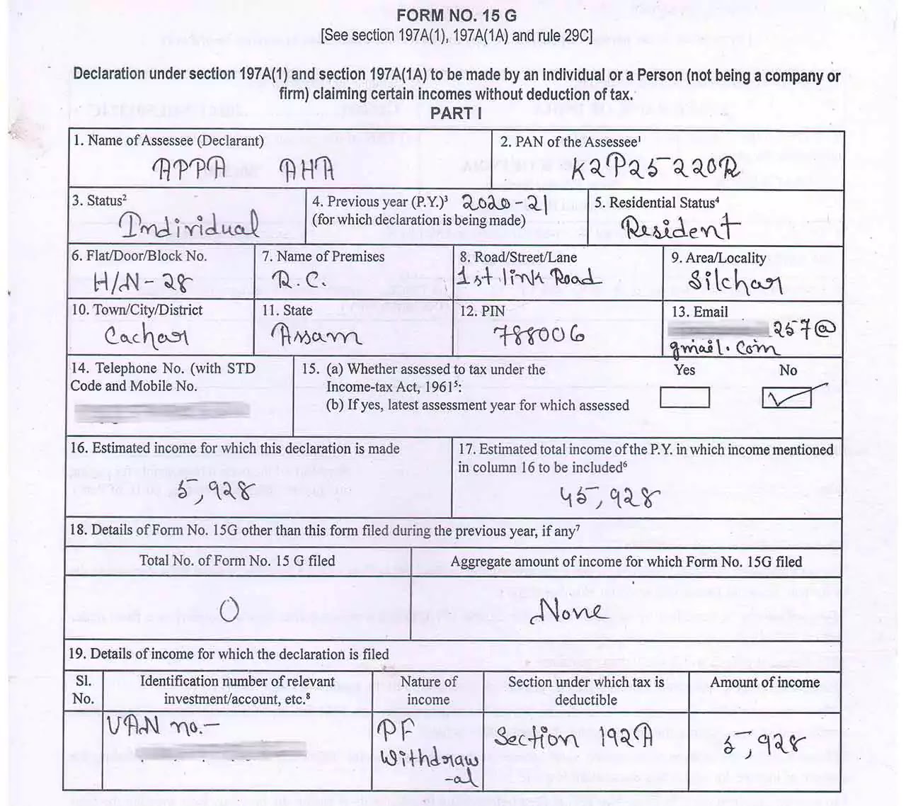 How To Fill Form 15G For PF Withdrawal How To Fill Form 15G For PF Withdrawal