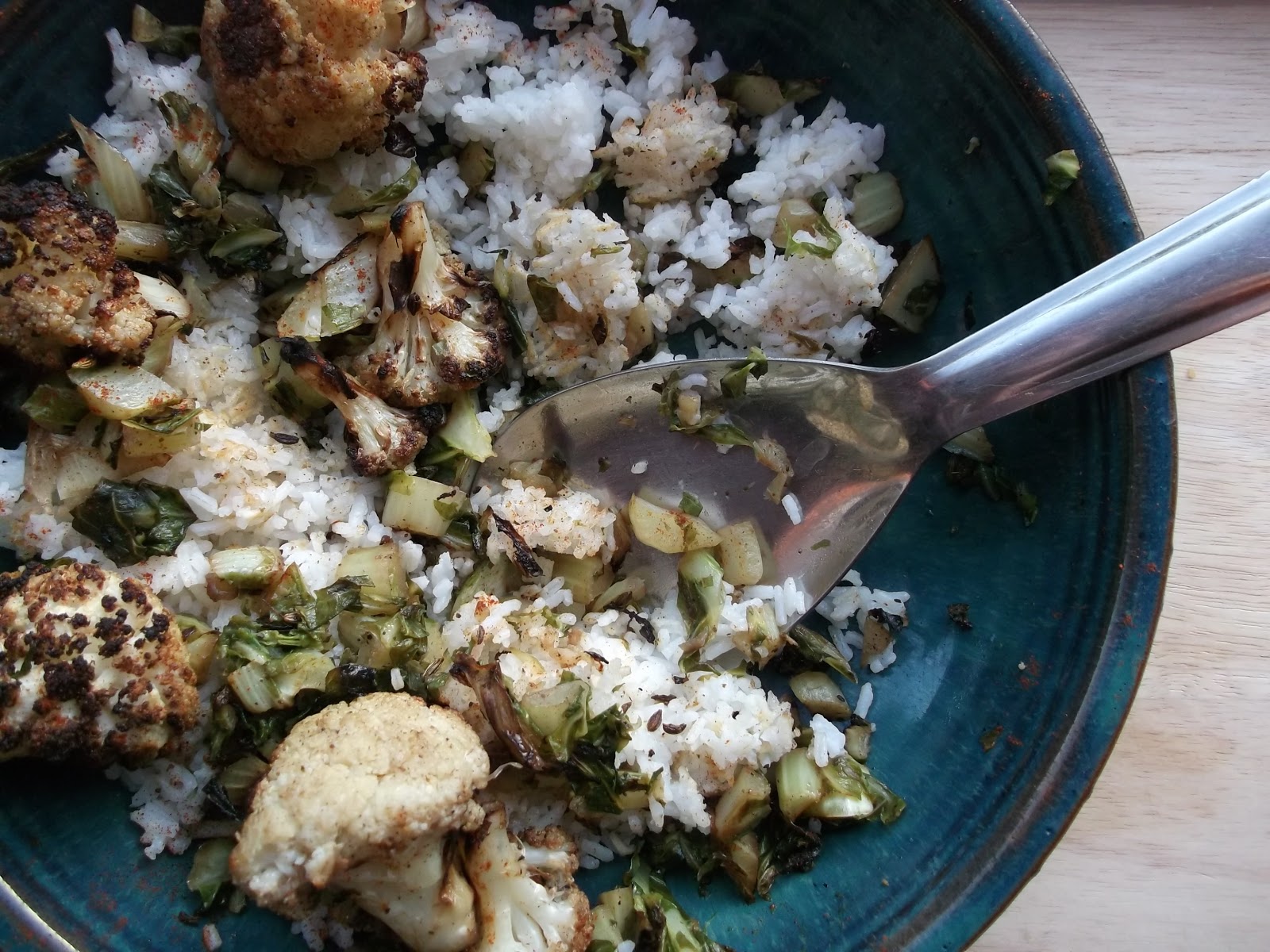 chip butties and noodle soup roasted cauliflower with garam masala and