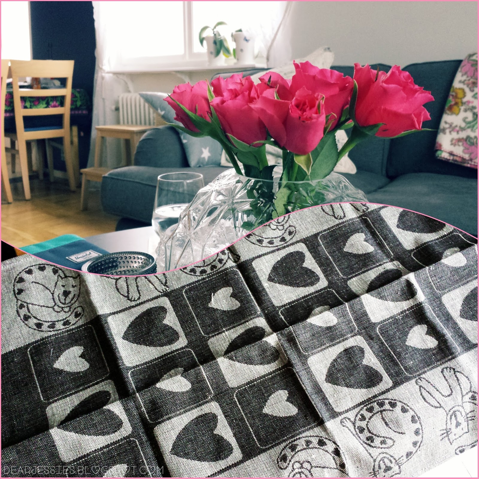 roses, interior, kitchen towel