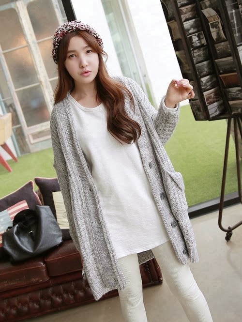 [Miamasvin] Chunky Knit Cardigan with Button-Down Closure | KSTYLICK ...