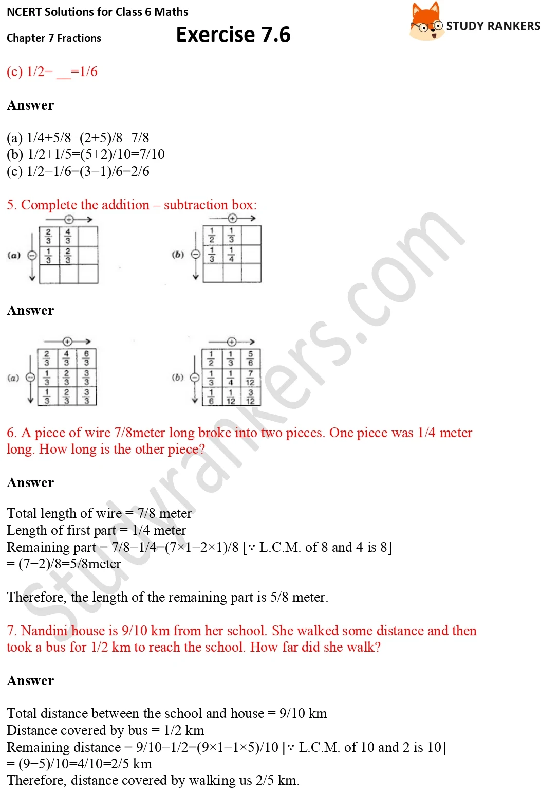 NCERT Solutions for Class 6 Maths Chapter 7 Fractions Exercise 7.6 Part 3
