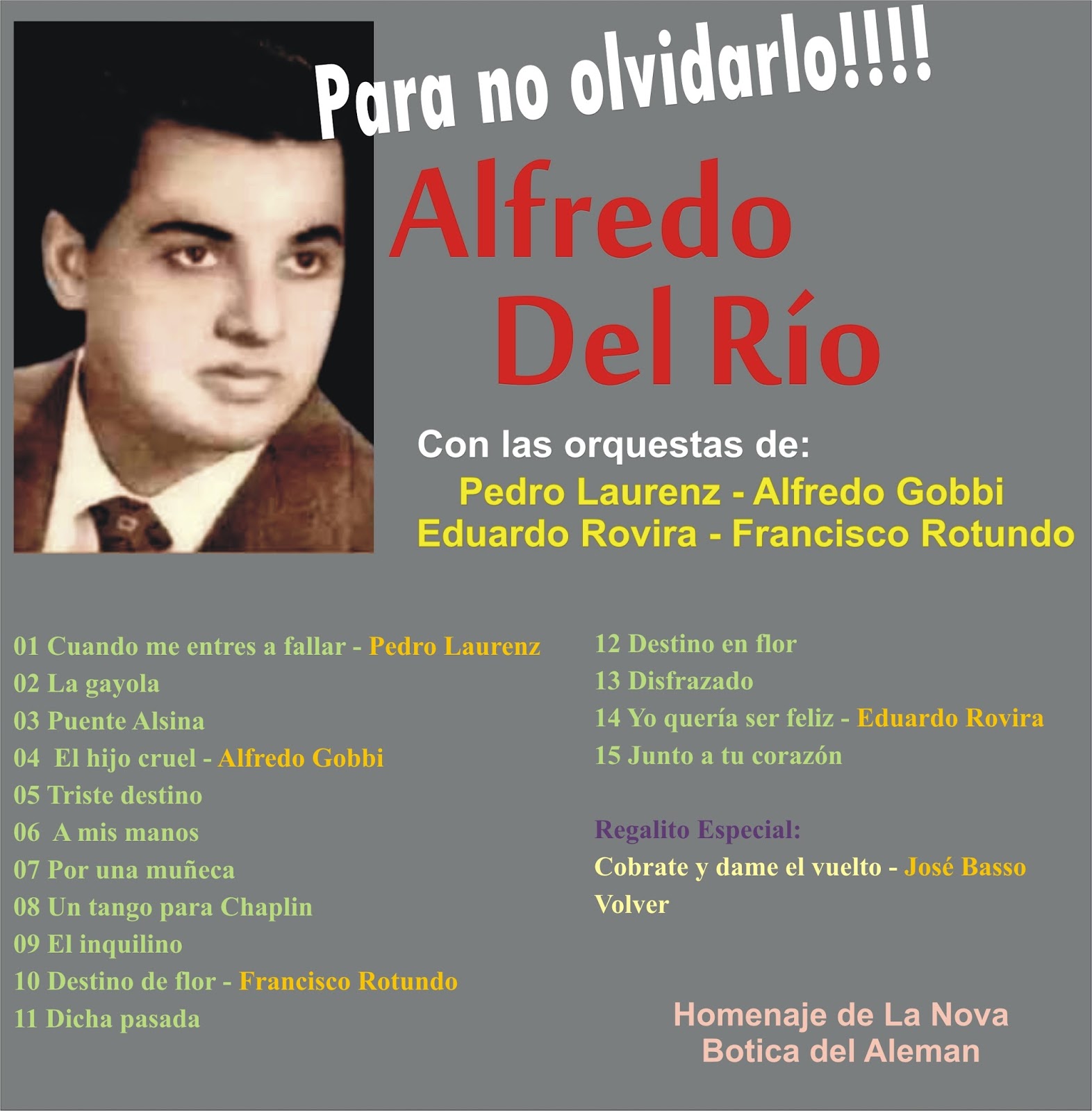 La nova Botica del Aleman. Tango Alfredo del Río Para no olvidarlo