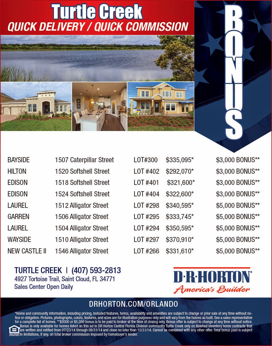 DR Horton's Orlando Inventory Homes HUGE Bonus + Rebate!