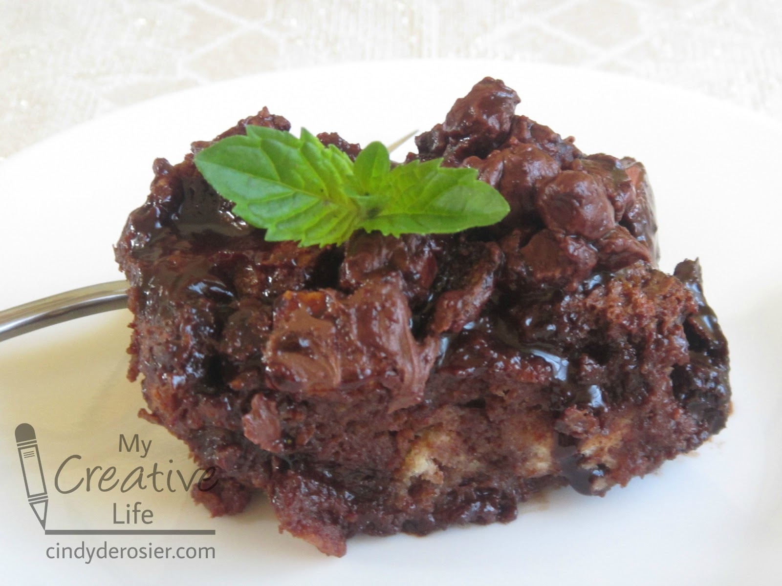 Cindy deRosier My Creative Life Chocolate Mint Bread Pudding