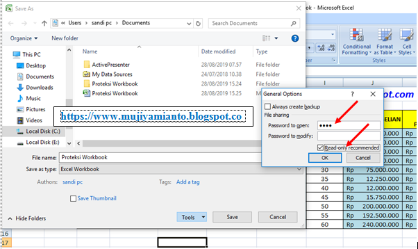 Latihan Soal Excel Cara Proteksi File Workbook