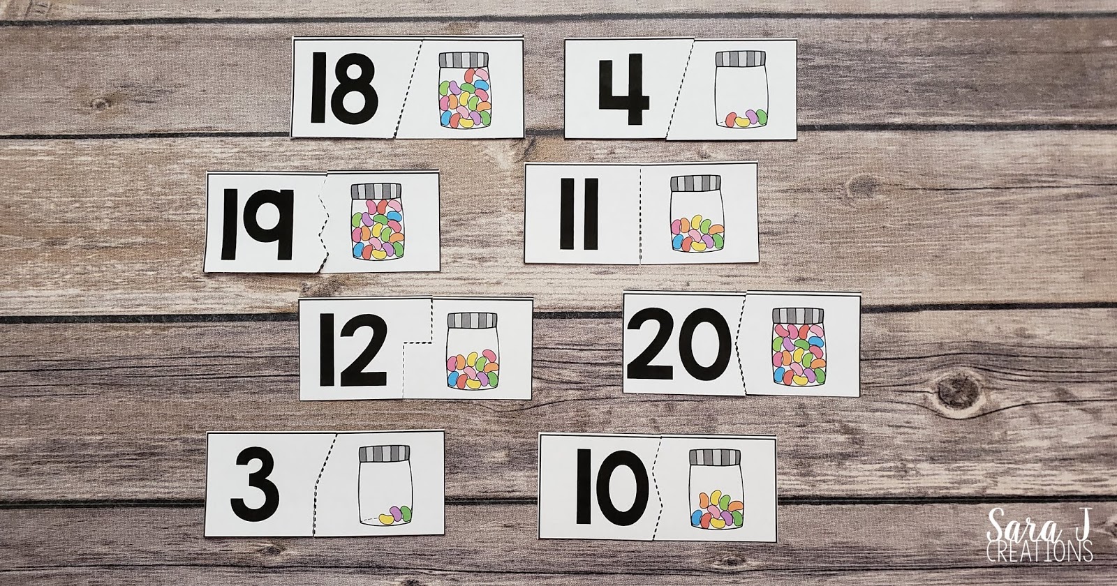 Help your preschool or kindergarten students practice counting the numbers 1-20 with these free candy counting puzzles. These printables make an easy to use activity for centers, sensory bins, small group play, math time and more.