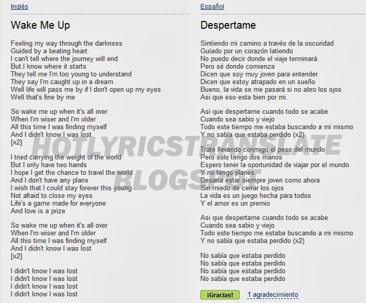 TOP LYRICS TRANSLATED CANCIONES TOP TRADUCIDAS: Avicii - Wake me up (2013)