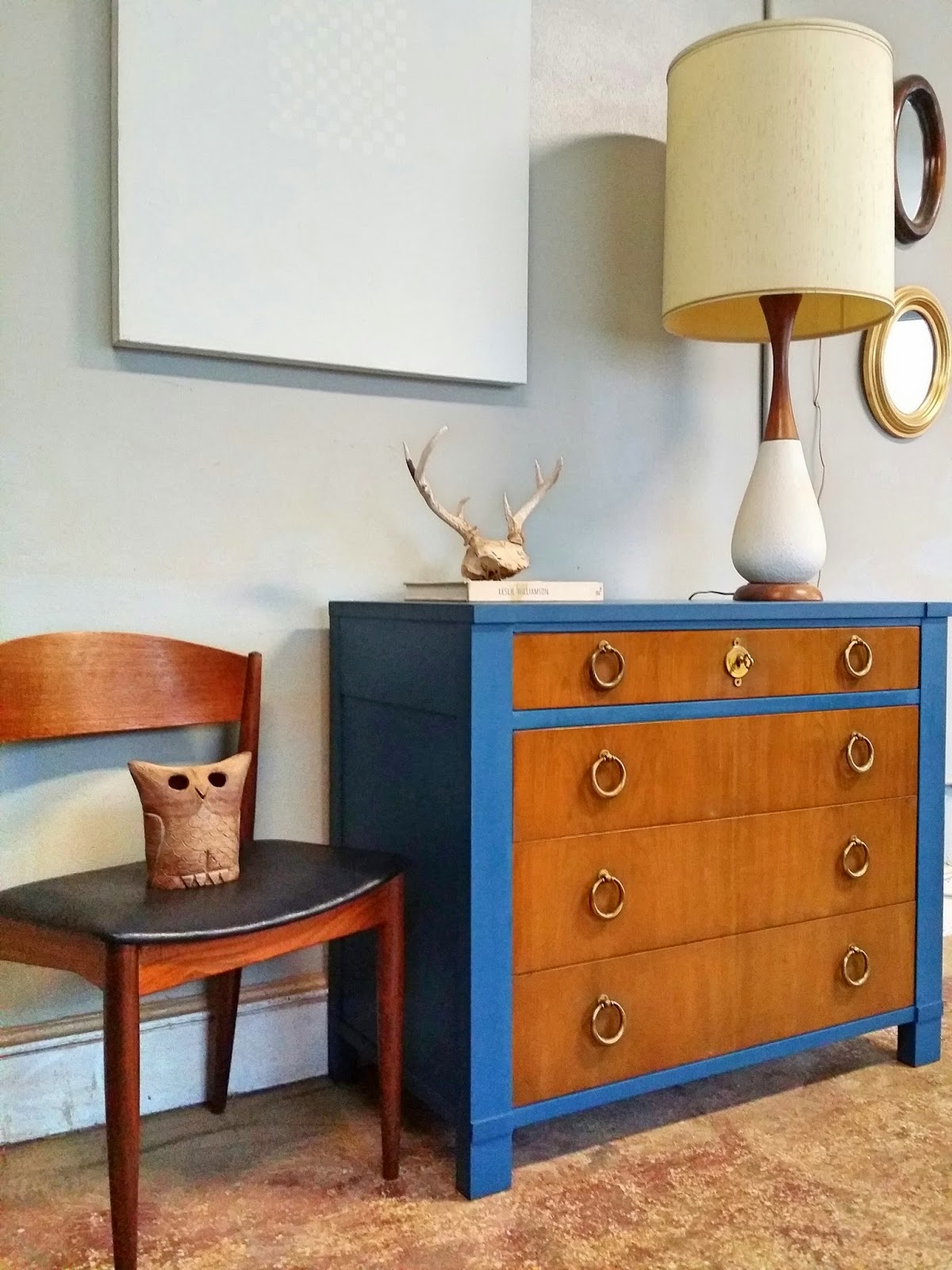 Vintage Ground Mid Century / Art Deco Large Four Drawer Chest / Entry